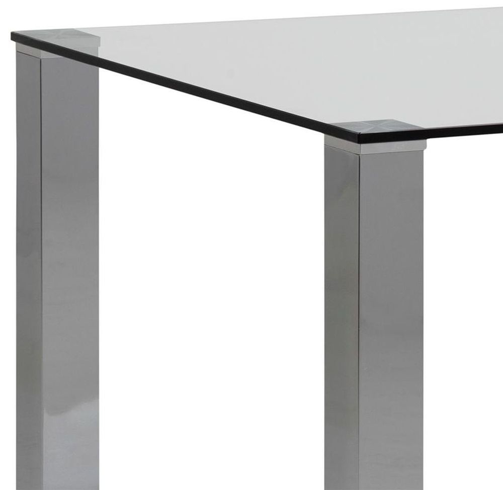 Product photograph of Kelso Clear Glass And Chrome 4 Seater Dining Table from Choice Furniture Superstore.