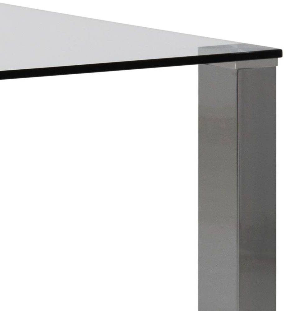 Product photograph of Kelso Clear Glass And Chrome 4 Seater Dining Table from Choice Furniture Superstore.