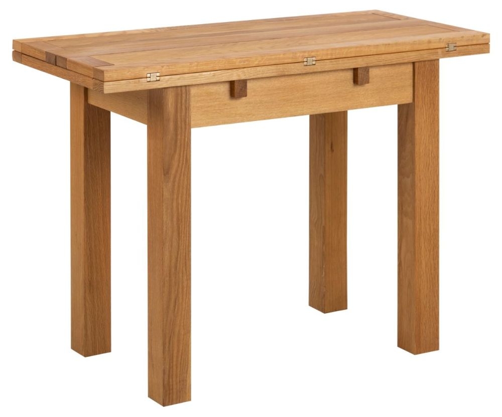 Product photograph of Kidder Oak Drop Leaf 2 Seater Extending Dining Table - 45cm-90cm from Choice Furniture Superstore.
