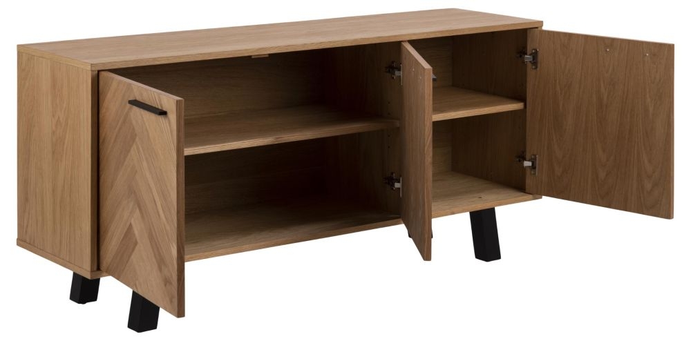 Product photograph of Belleair Oak 3 Door Sideboard - 150cm from Choice Furniture Superstore.