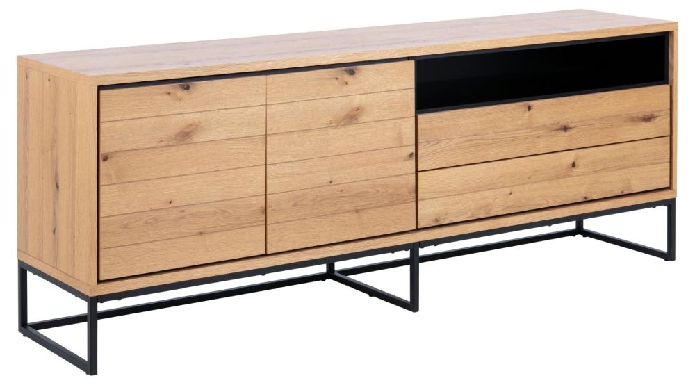 Product photograph of Dahlen Oak 2 Door 2 Drawer Medium Sideboard from Choice Furniture Superstore.
