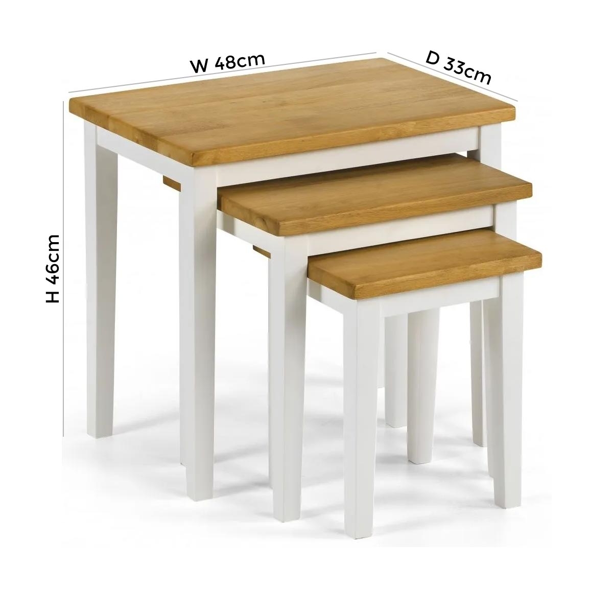 Product photograph of Cleo White And Oak Nest Of 3 Tables from Choice Furniture Superstore.