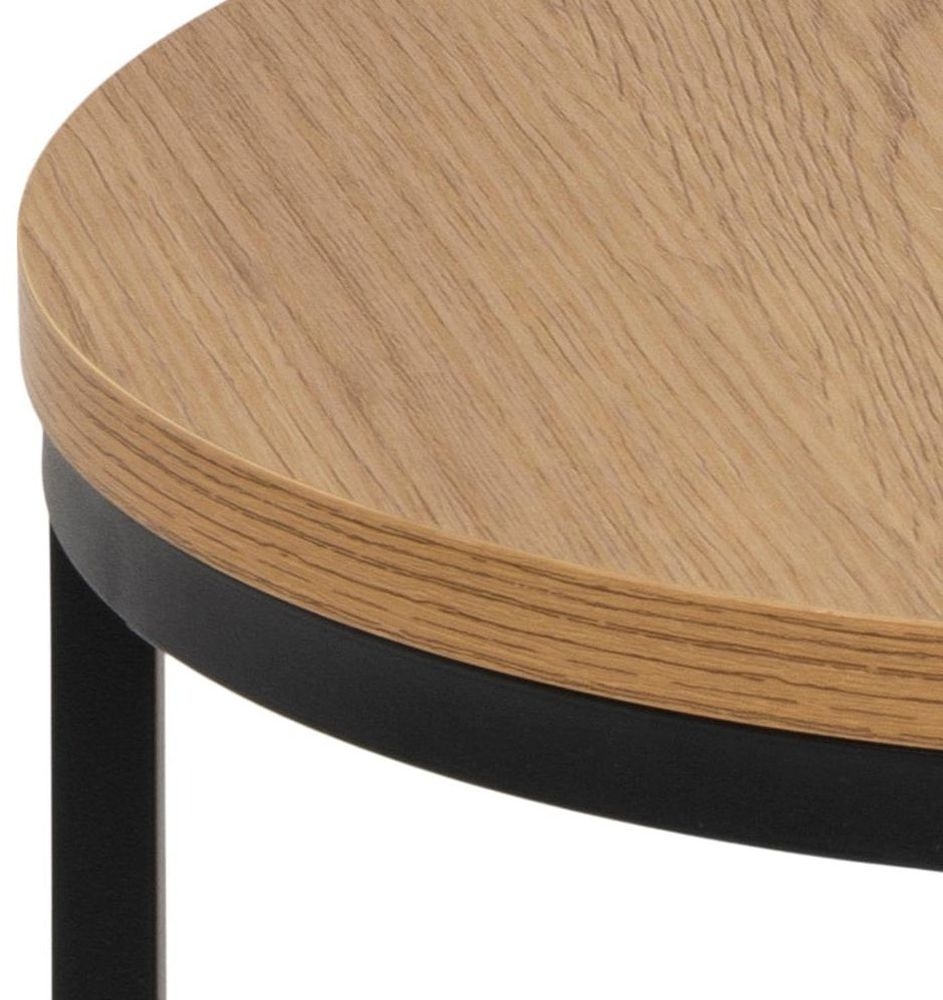 Product photograph of Soham Oak Top Round Nest Of 2 Tables from Choice Furniture Superstore.