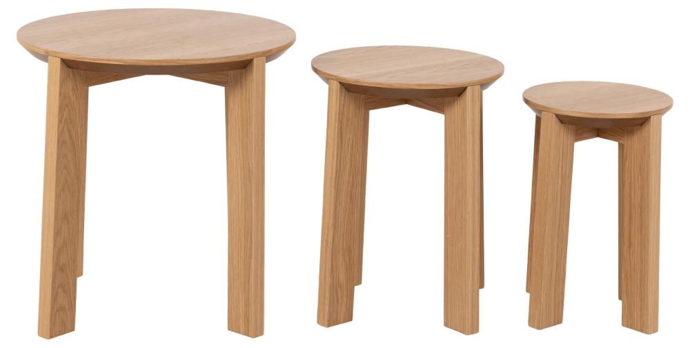 Product photograph of Mabel Oak Round Nest Of 3 Tables from Choice Furniture Superstore.