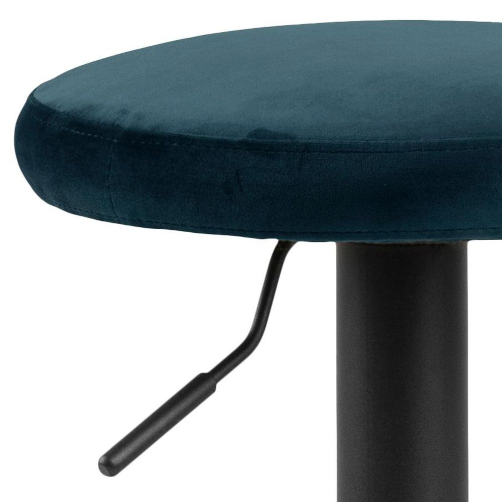 Product photograph of Filer Vic Navy Blue Fabric Swivel Gas Lift Round Bar Stool - Sold In Pairs from Choice Furniture Superstore.