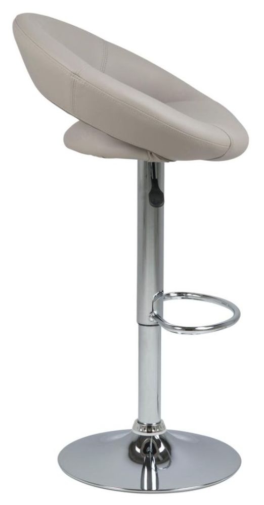 Product photograph of Set Of 2 Pinole Taupe Faux Leather And Chrome Gas Lift Bar Stool from Choice Furniture Superstore.