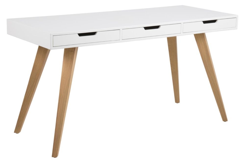 Product photograph of Eakly White And Oak 3 Drawer Desk from Choice Furniture Superstore.
