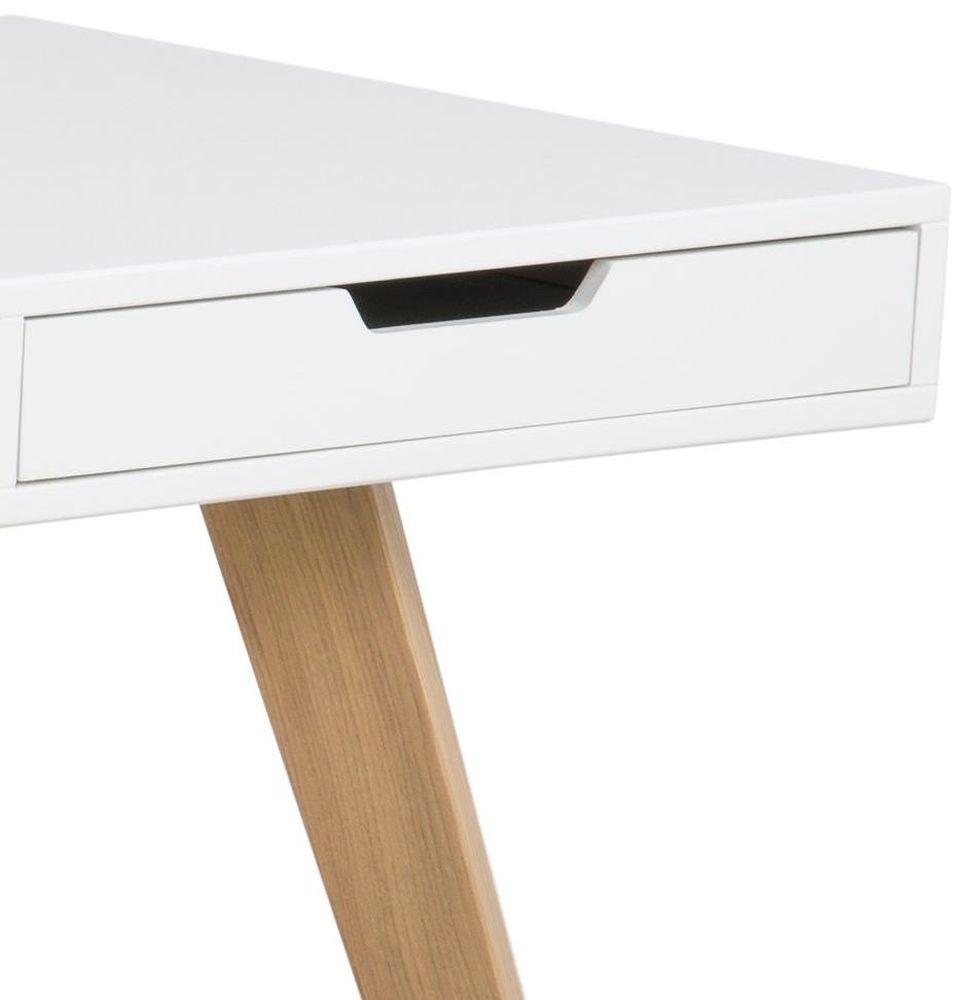 Product photograph of Eakly White And Oak 3 Drawer Desk from Choice Furniture Superstore.