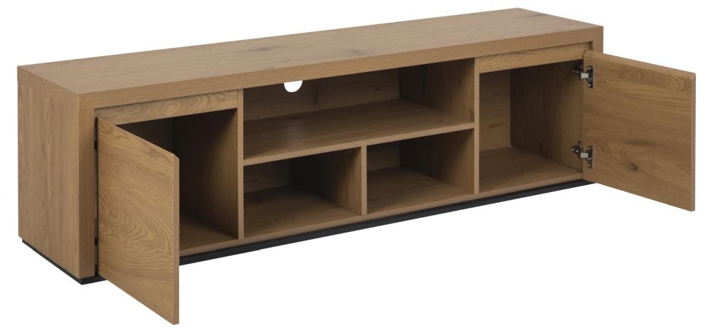 Product photograph of Teton Oak 2 Door Tv Unit - 64inch from Choice Furniture Superstore.