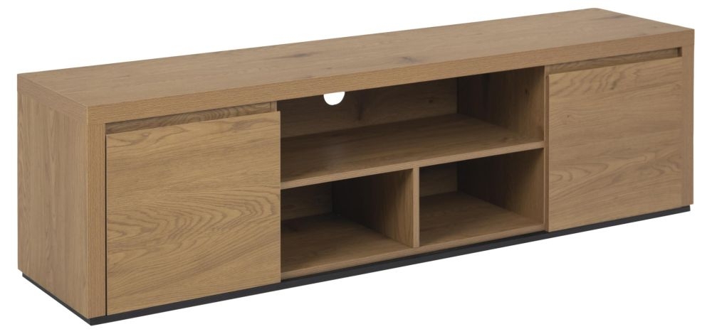 Product photograph of Teton Oak 2 Door Tv Unit - 64inch from Choice Furniture Superstore.