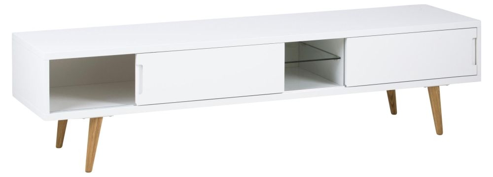 Product photograph of Elbe White High Gloss 2 Sliding Door Tv Unit - 70inch from Choice Furniture Superstore.