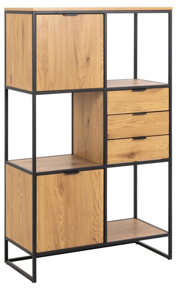 Product photograph of Solway Oak 2 Door 3 Drawer Bookcase With 3 Shelves from Choice Furniture Superstore.