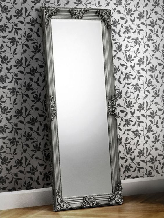 Product photograph of Rococo Pewter Carved Rectangular Leaner Mirror - 80cm X 170cm from Choice Furniture Superstore.
