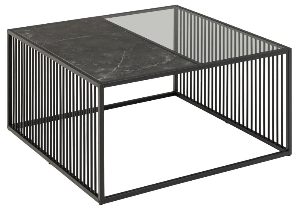 Product photograph of Solis Black Marble Square Coffee Table from Choice Furniture Superstore.