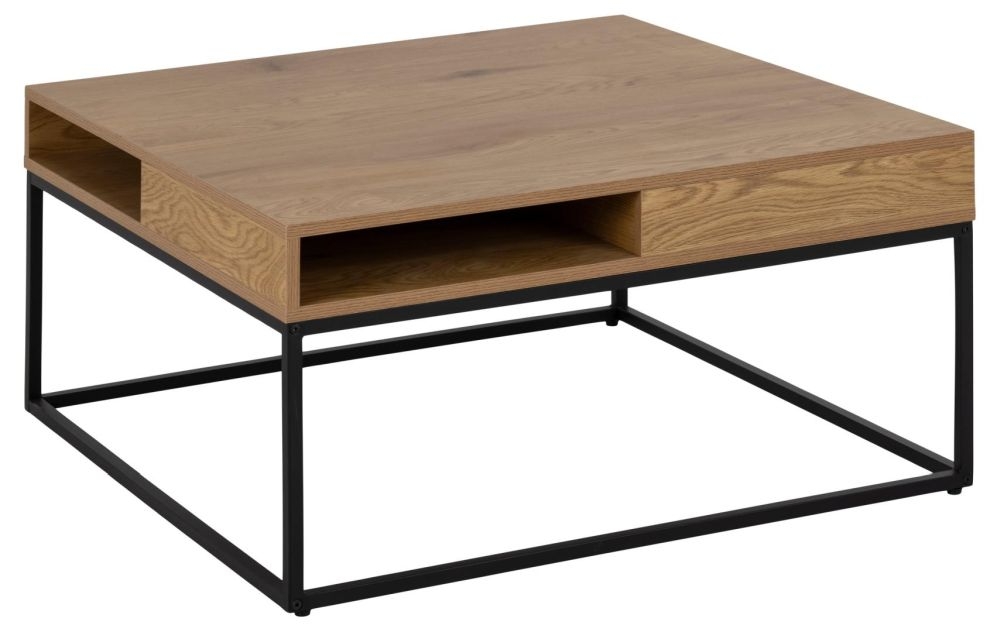 Product photograph of Wilsey Wooden Square Coffee Table - Comes In Oak And Black Options from Choice Furniture Superstore.