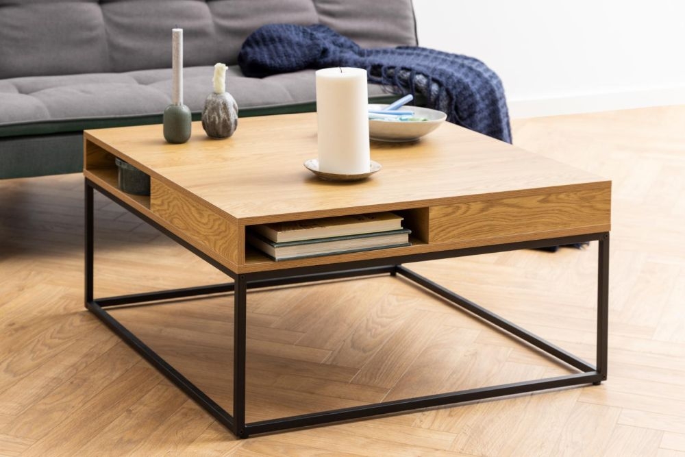 Product photograph of Wilsey Wooden Square Coffee Table - Comes In Oak And Black Options from Choice Furniture Superstore.