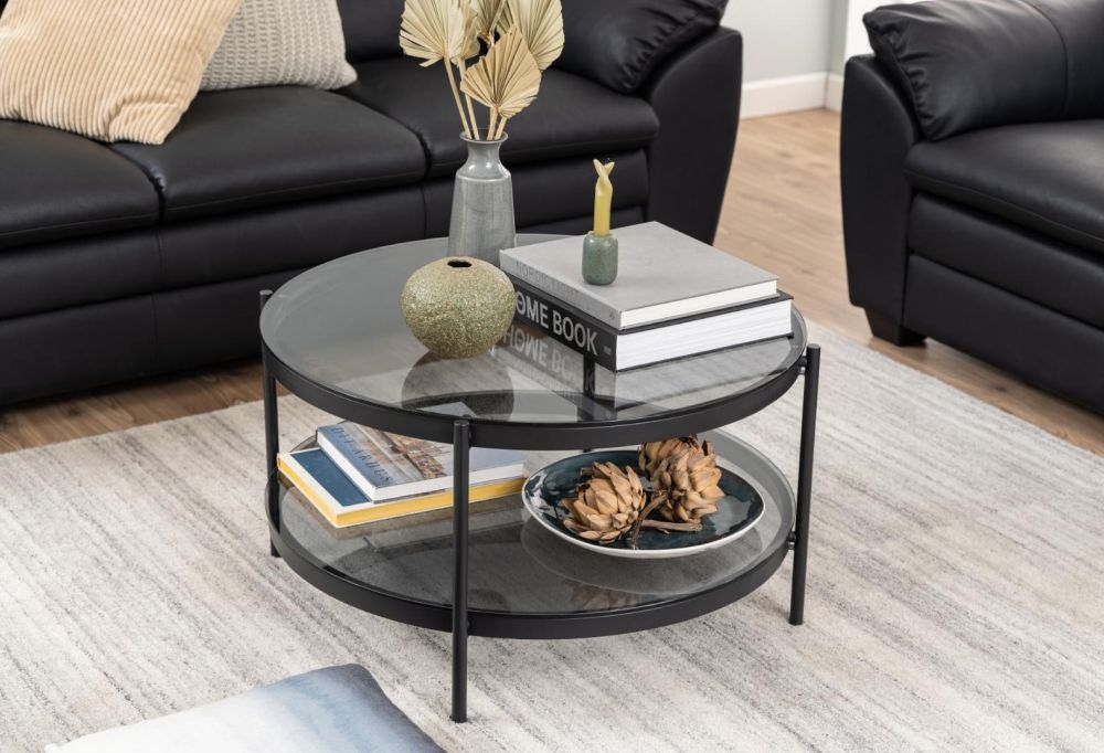 Product photograph of Briar Glass Round Coffee Table from Choice Furniture Superstore.