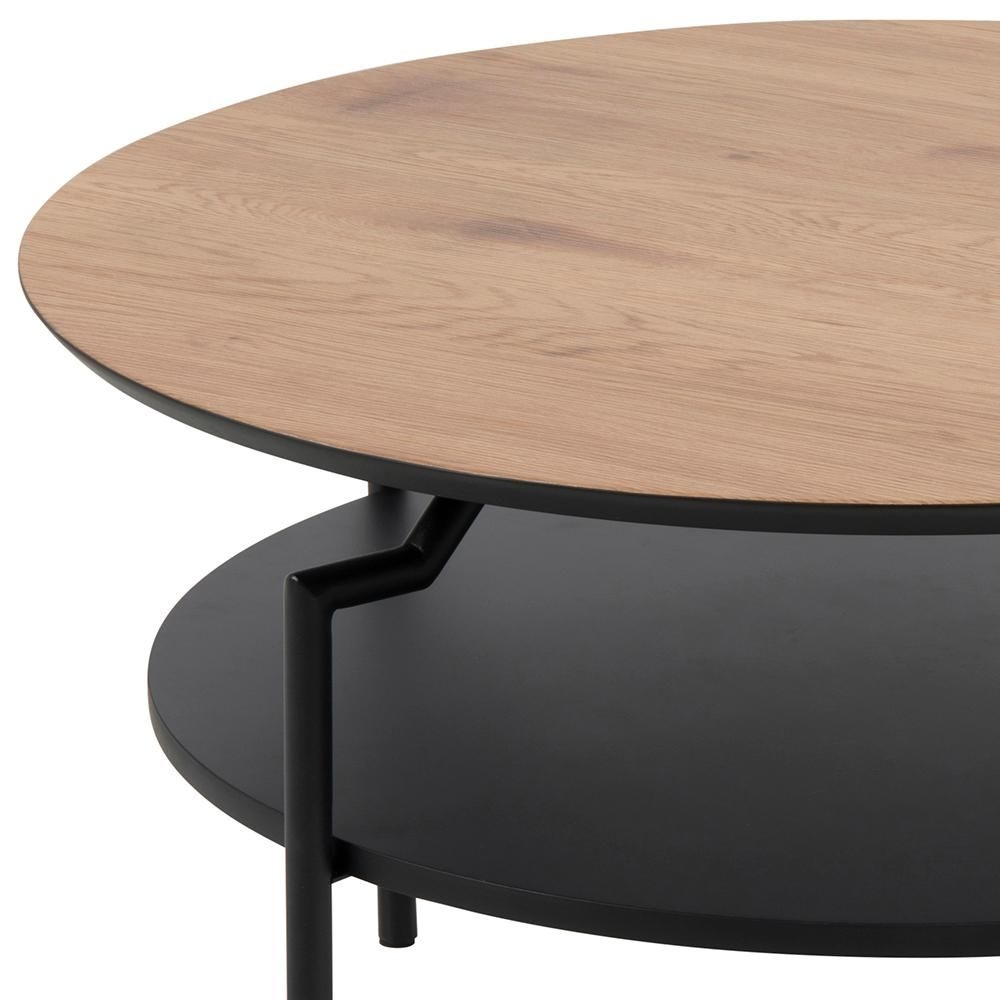 Product photograph of Gilead Oak And Black Round Coffee Table from Choice Furniture Superstore.