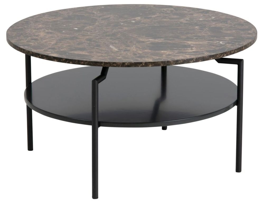 Product photograph of Gilead Brown Marble Effect 80cm Round Coffee Table from Choice Furniture Superstore.