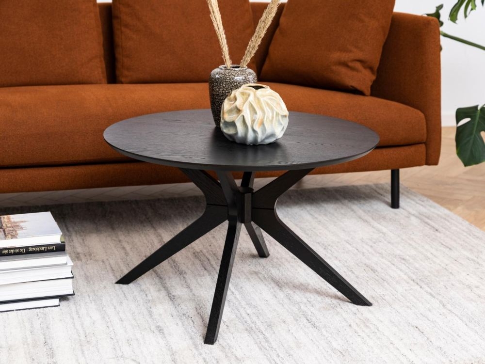 Product photograph of Declo Black 80cm Round Coffee Table from Choice Furniture Superstore.