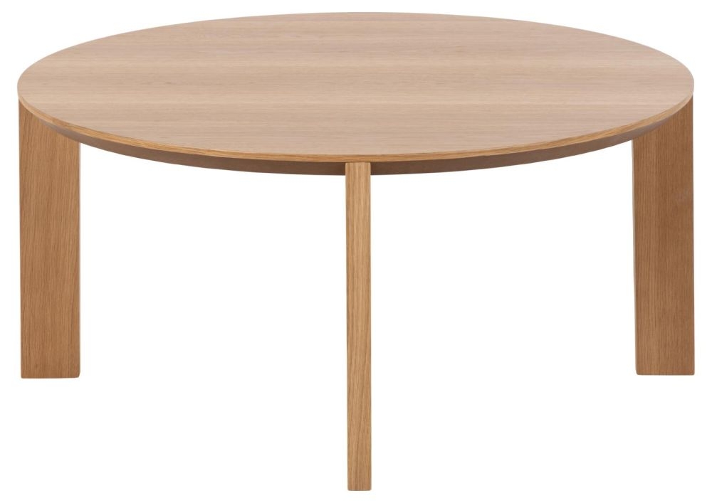 Product photograph of Mabel Oak 90cm Round Coffee Table from Choice Furniture Superstore.