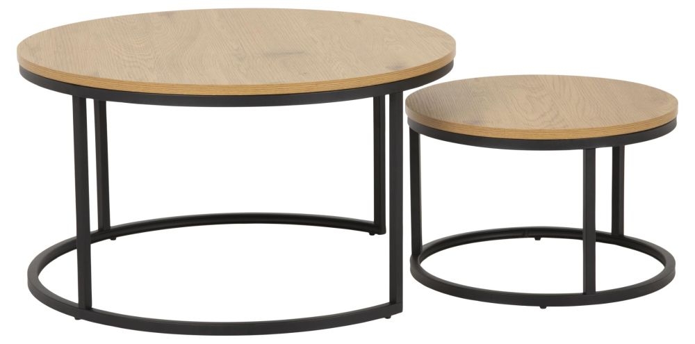 Product photograph of Soham Industrial Round Coffee Table Set Of 2 from Choice Furniture Superstore.