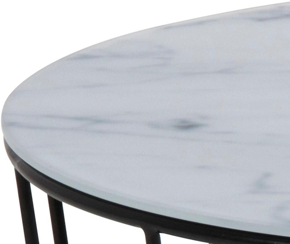 Product photograph of Snyder Round Coffee Table Set Of 2 - Comes In White Crystal Marble Top And Bronze Glass Top from Choice Furniture Superstore.