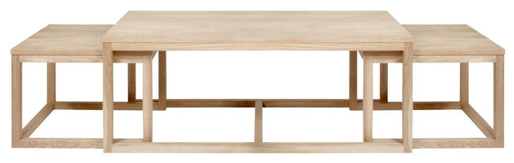 Product photograph of Cadiz Oak Coffee Table Set Of 3 - Comes In White Oak And Black Options from Choice Furniture Superstore.