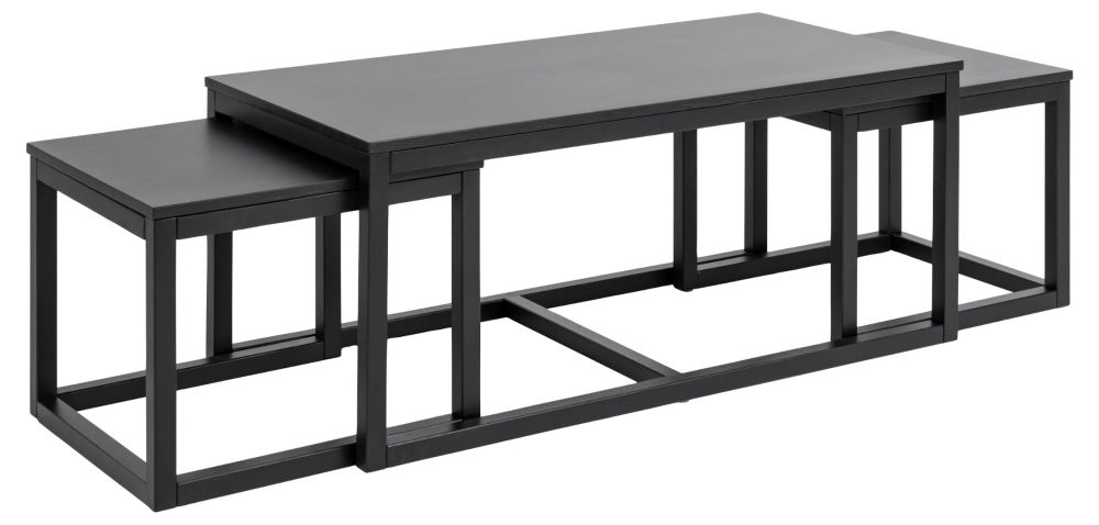 Product photograph of Cadiz Black Coffee Table Set Of 3 from Choice Furniture Superstore.