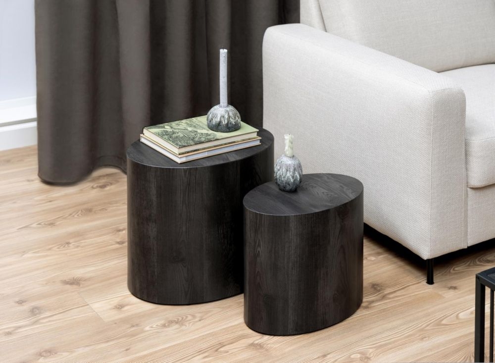 Product photograph of Motley Ash Anthracite Oval Coffee Table Set Of 2 from Choice Furniture Superstore.