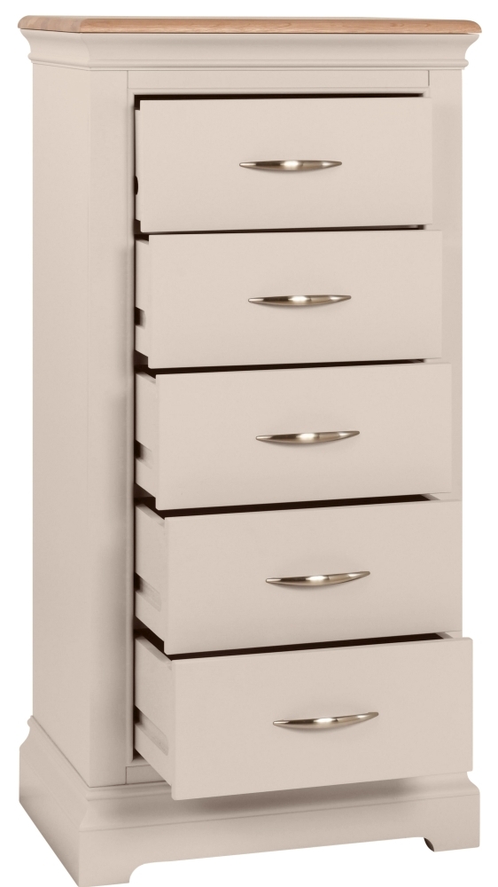 Product photograph of Annecy Painted 5 Drawer Wellington Chest - Comes In Stone Painted White Painted And Bluestar Painted Options from Choice Furniture Superstore.