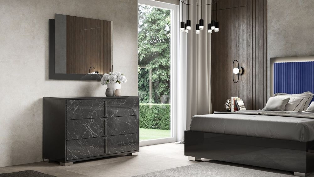 Product photograph of Carvelle Night Italian Dark Grey 3 Drawer Wide Chest from Choice Furniture Superstore.