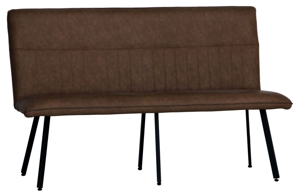 Product photograph of Brown Faux Leather 130cm Dining Bench from Choice Furniture Superstore.