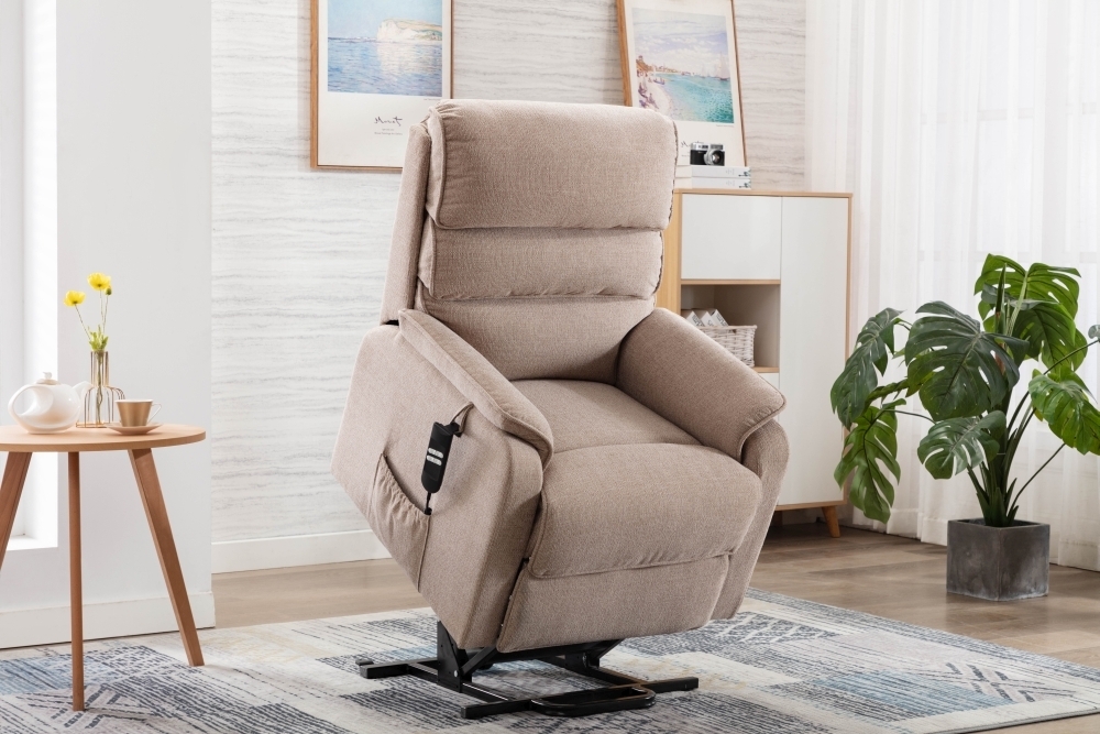 GFA Valencia Lisbon Wheat Fabric Riser Recliner Armchair - CFS UK