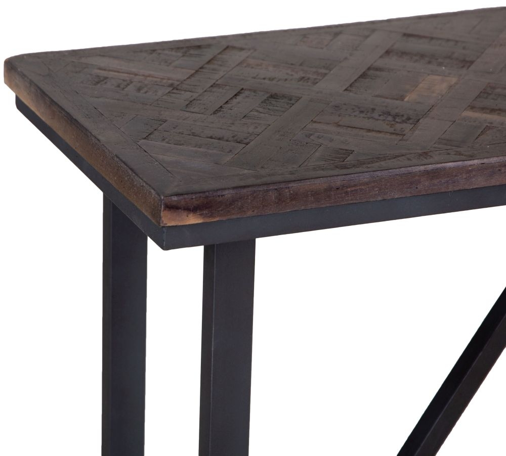Product photograph of Cleona Chevron Top Teak Wood Bar Table from Choice Furniture Superstore.