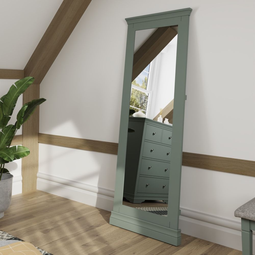 Product photograph of Chantilly Sage Green Painted Cheval Mirror - 64cm X 172cm from Choice Furniture Superstore.