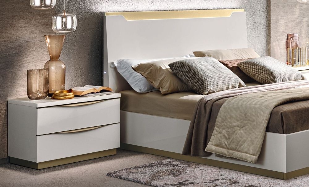 Product photograph of Camel Kharma Night White Italian Bed With Luna Storage from Choice Furniture Superstore.