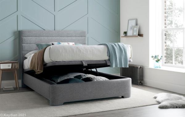 Product photograph of Kaydian Appleby Ottoman Storage Bed - Marbella Grey Fabric from Choice Furniture Superstore.
