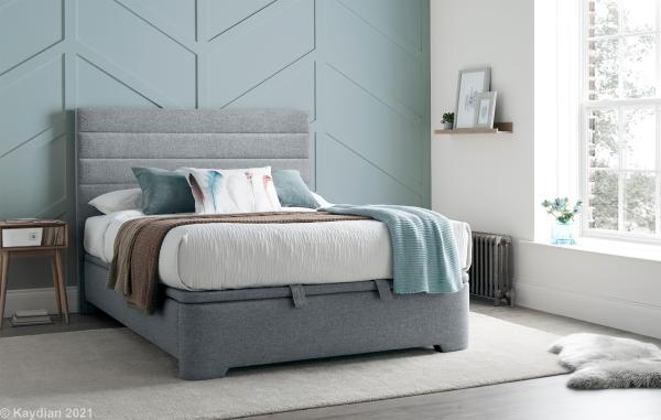 Product photograph of Kaydian Appleby Ottoman Storage Bed - Marbella Grey Fabric from Choice Furniture Superstore.