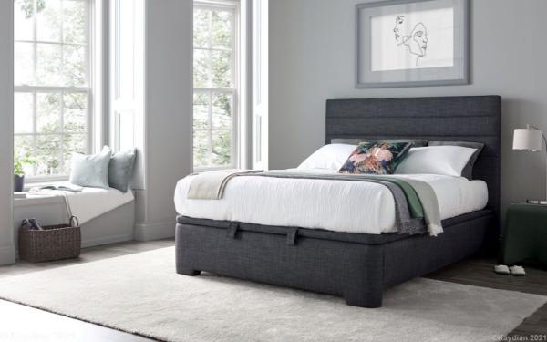 Product photograph of Kaydian Appleby Ottoman Storage Bed - Pendle Slate Fabric from Choice Furniture Superstore.
