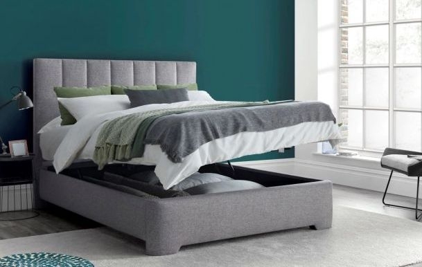 Product photograph of Kaydian Medburn Ottoman Storage Bed - Marbella Light Grey Fabric from Choice Furniture Superstore.