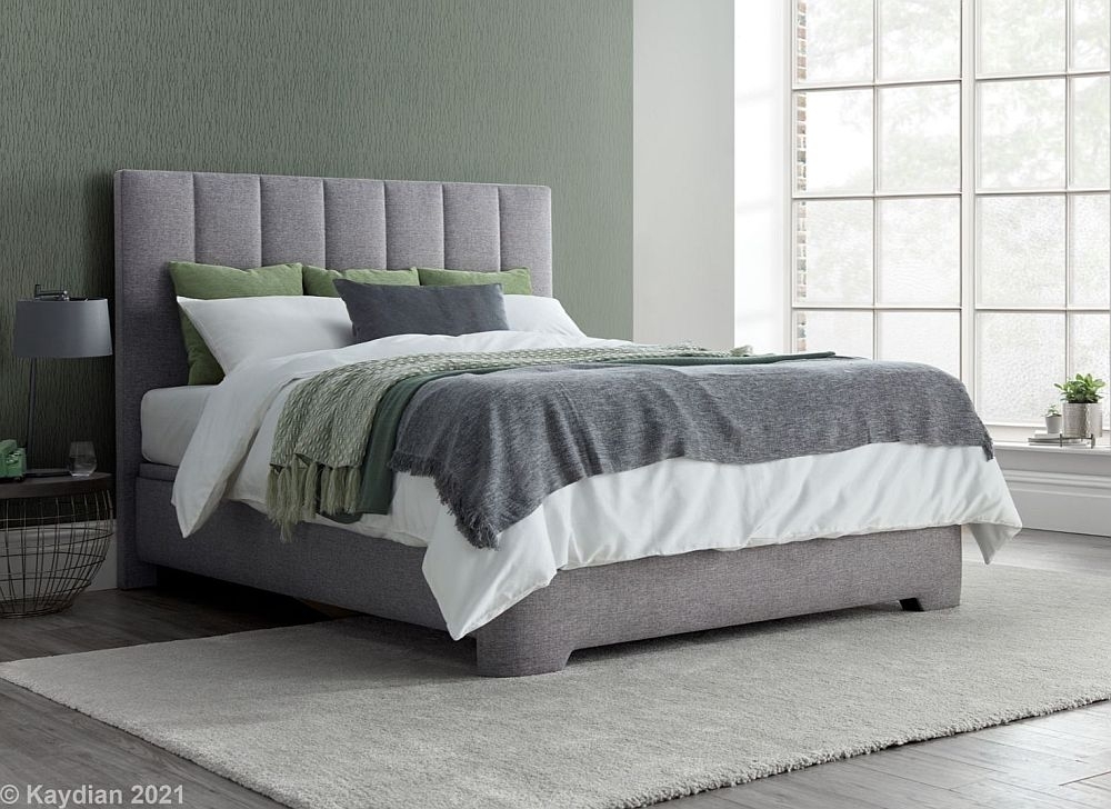 Product photograph of Kaydian Medburn Ottoman Storage Bed - Marbella Light Grey Fabric from Choice Furniture Superstore.