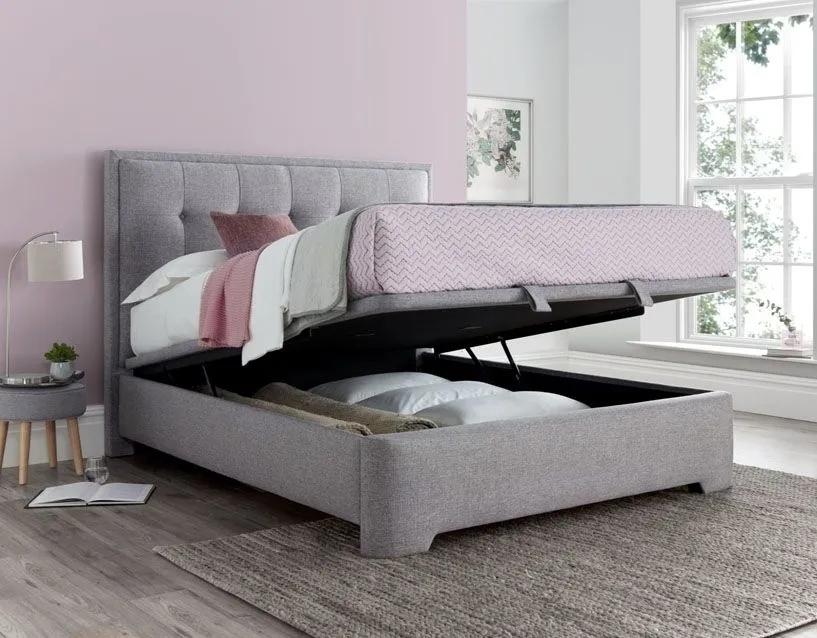 Product photograph of Kaydian Falstone Ottoman Storage Bed - Marbella Grey Fabric from Choice Furniture Superstore.