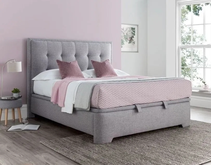 Product photograph of Kaydian Falstone Ottoman Storage Bed - Marbella Grey Fabric from Choice Furniture Superstore.