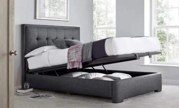 Product photograph of Kaydian Falstone Ottoman Storage Bed - Pendle Slate Fabric from Choice Furniture Superstore.