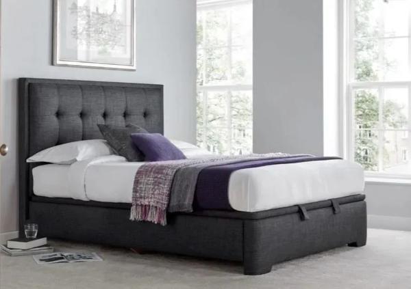 Product photograph of Kaydian Falstone Ottoman Storage Bed - Pendle Slate Fabric from Choice Furniture Superstore.