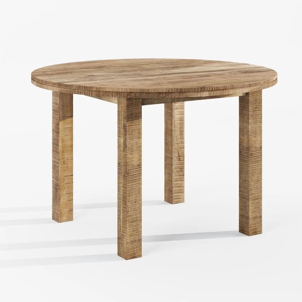 Product photograph of Dakota Mango Wood Dining Table Indian Light Natural Rustic Finish 120cm Round Top Seats 4 Diners from Choice Furniture Superstore.