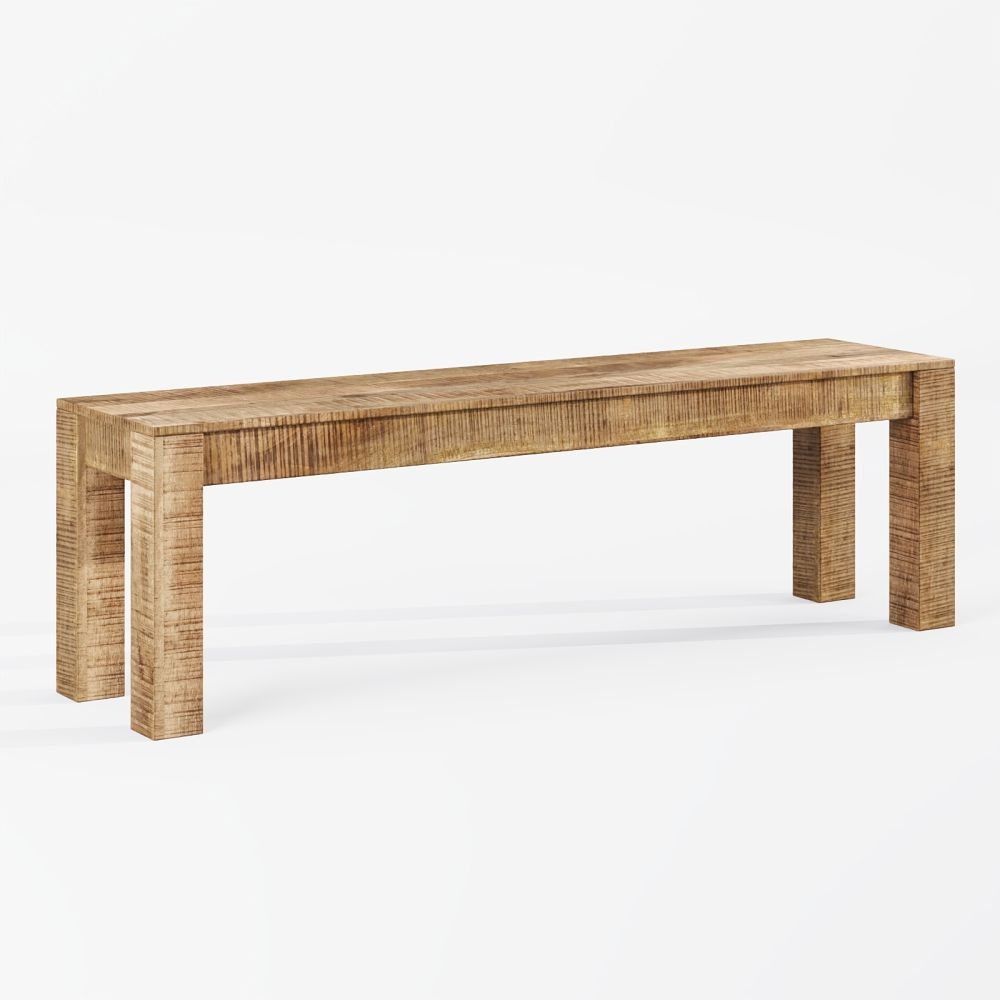 Dakota Mango Wood Large Dining Bench, Indian Light Natural Rustic