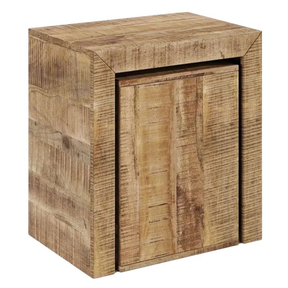 Product photograph of Dakota Mango Wood Cube Nest Of 2 Tables Indian Light Natural Rustic Finish from Choice Furniture Superstore.