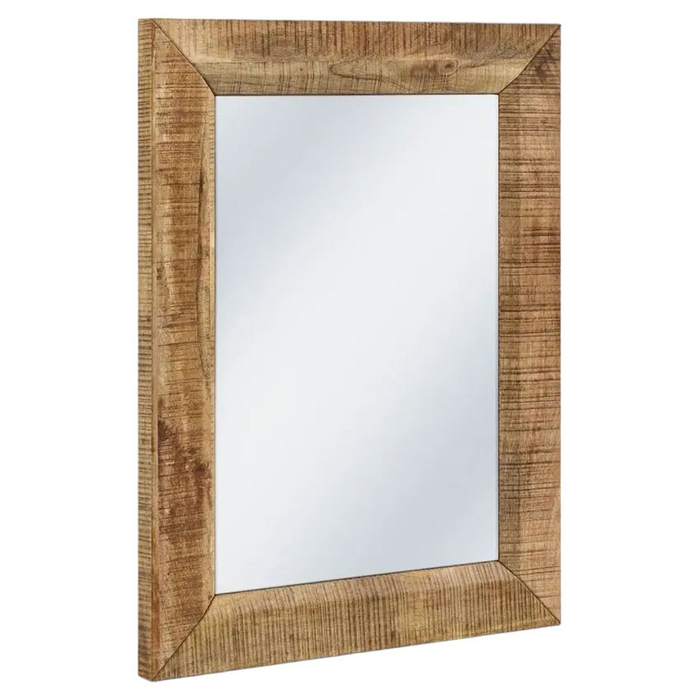 Product photograph of Dakota Mango Wood Wall Mirror Indian Light Natural Rustic Finish Rectangular 85cm from Choice Furniture Superstore.